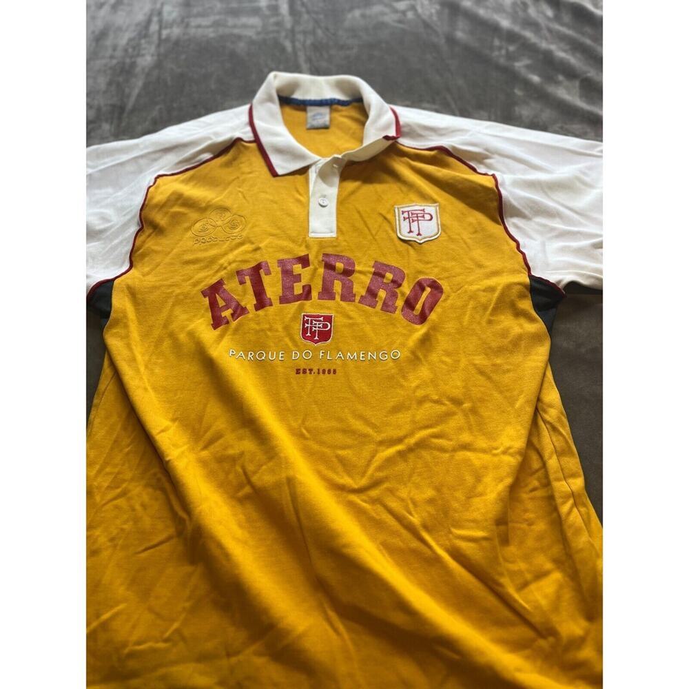 BRS Aterro Vintage Mens Polo Shirt Size L Large Yellow Jersey Rugby nike